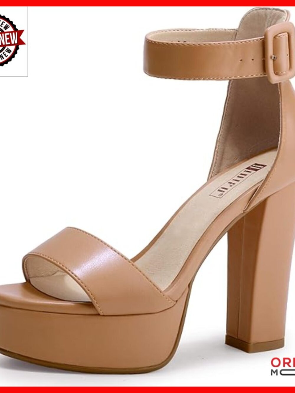 5-Inch Platform Heeled Sandals with Ankle Strap, Open Toe, Chunky Block Heel